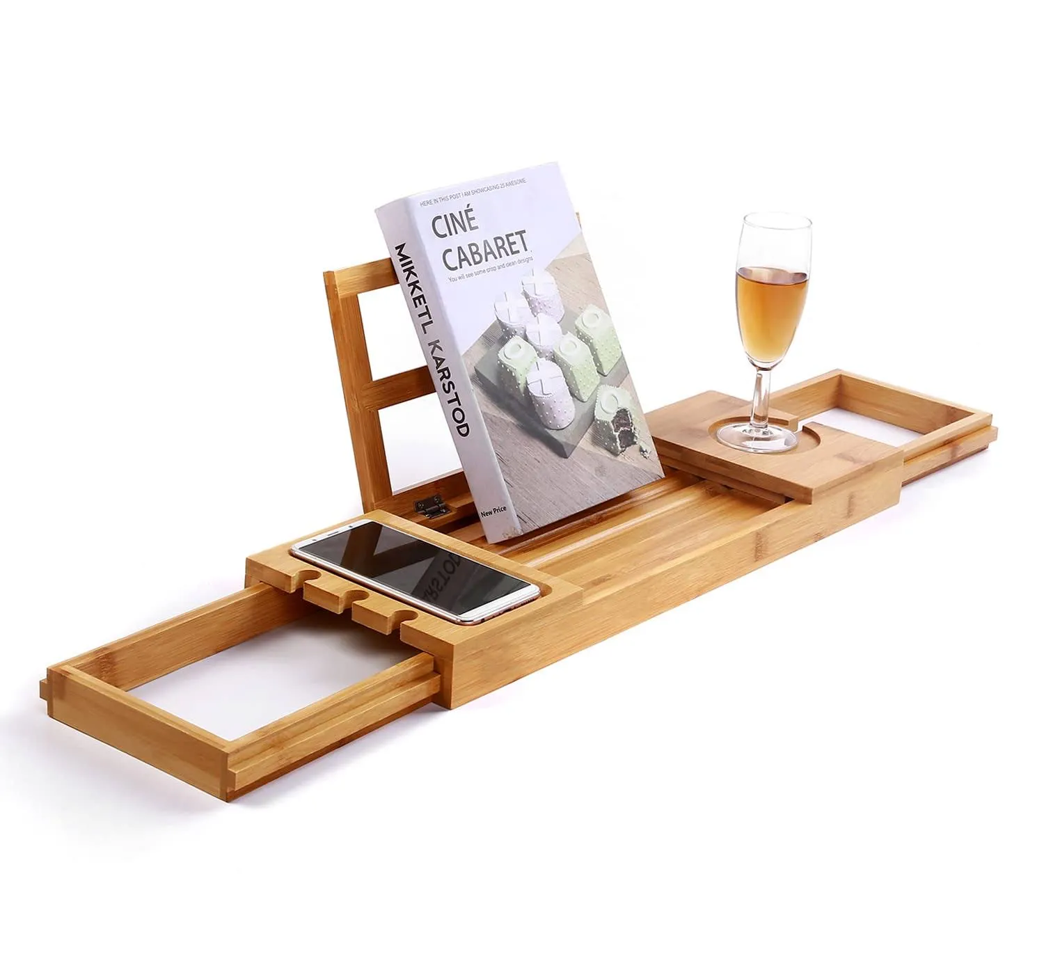 Utoplike Bamboo Bathtub Caddy Tray Bath Tray for Tub, Adjustable Bathroom Bathtub ...