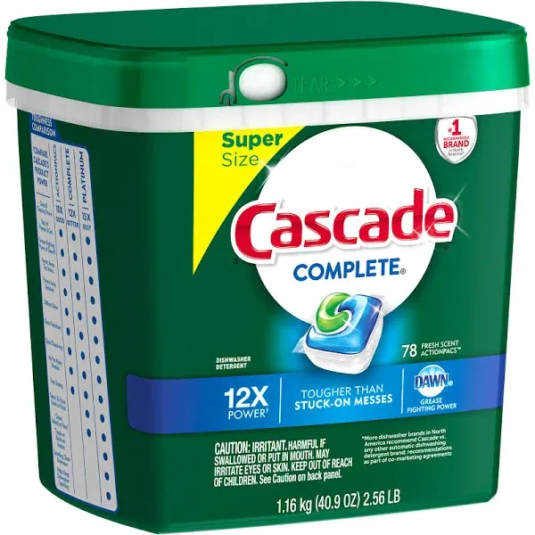 Cascade Power Clean Dishwasher Detergent ActionPacs, 115-count