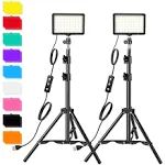 Photography Video Lighting Kit, LED Studio Streaming Light with 9 Color Filters for Camera Photo Desktop Video Recording Filming Computer Webcam Conference Game Stream YouTube TikTok