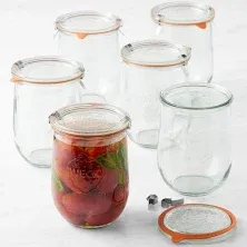 Weck 6 Mini Tulip Jelly Jar with Glass Lids 6 Rings and 12 Clamps