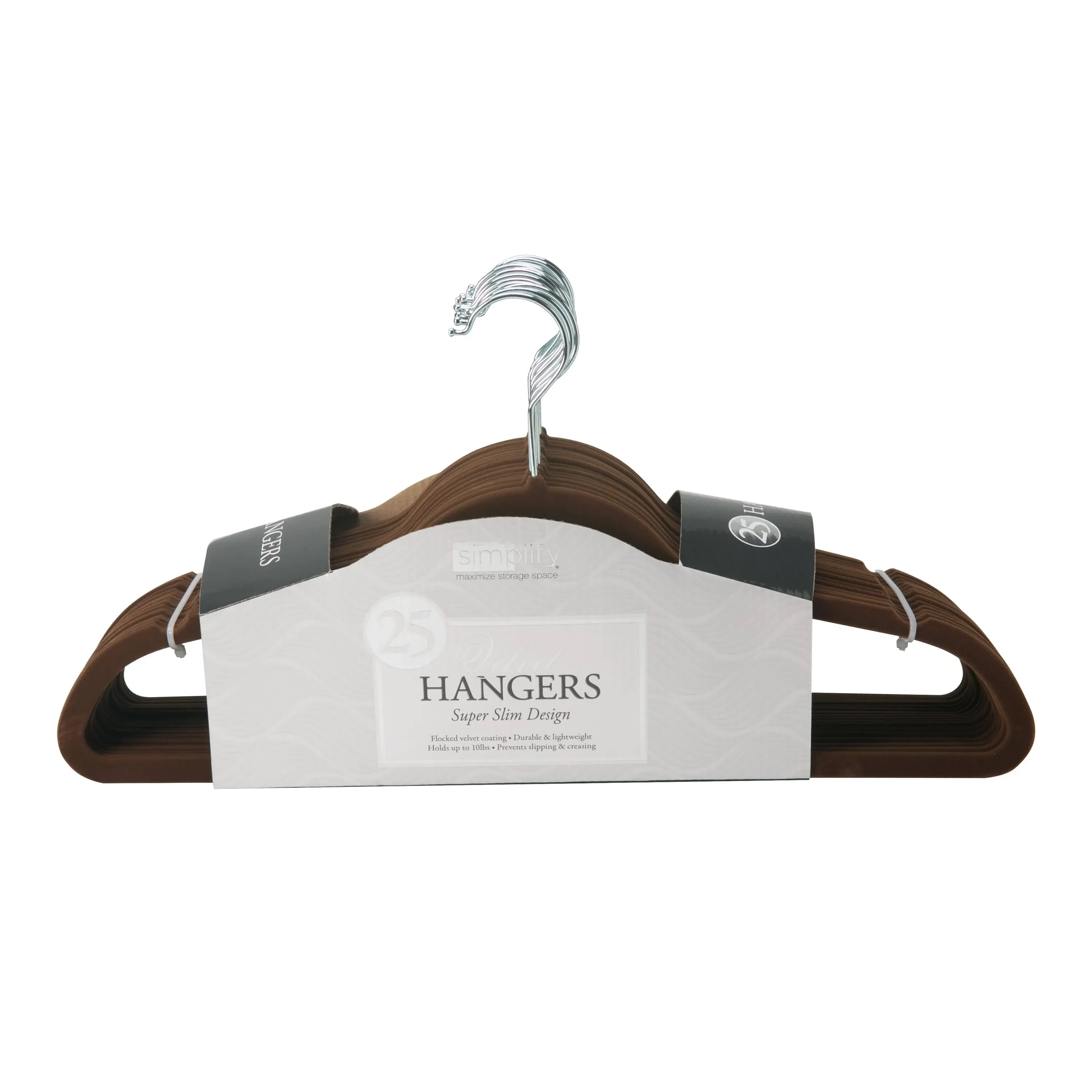 Simplify 25-Pack Slim Velvet Suit Hangers Chocolate