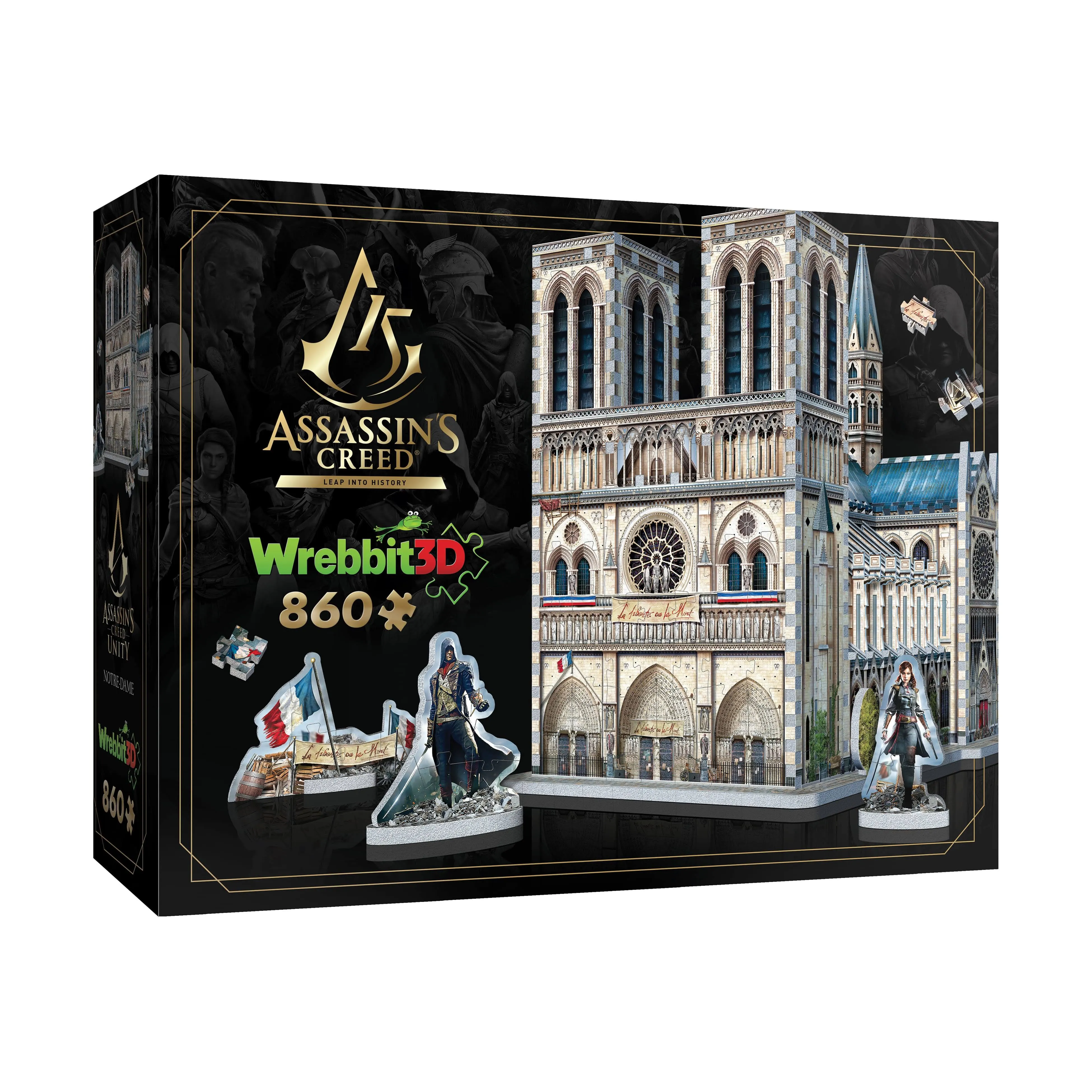 Wrebbit3D – Assassin’s Creed Unity - Notre-Dame 3D Jigsaw Puzzle - 860 Pcs, Includes References from Ubisoft’s Video Game, Using Unique ¼” Thick Foam Back Jigsaw Puzzle Pieces Providing Sturdy Design