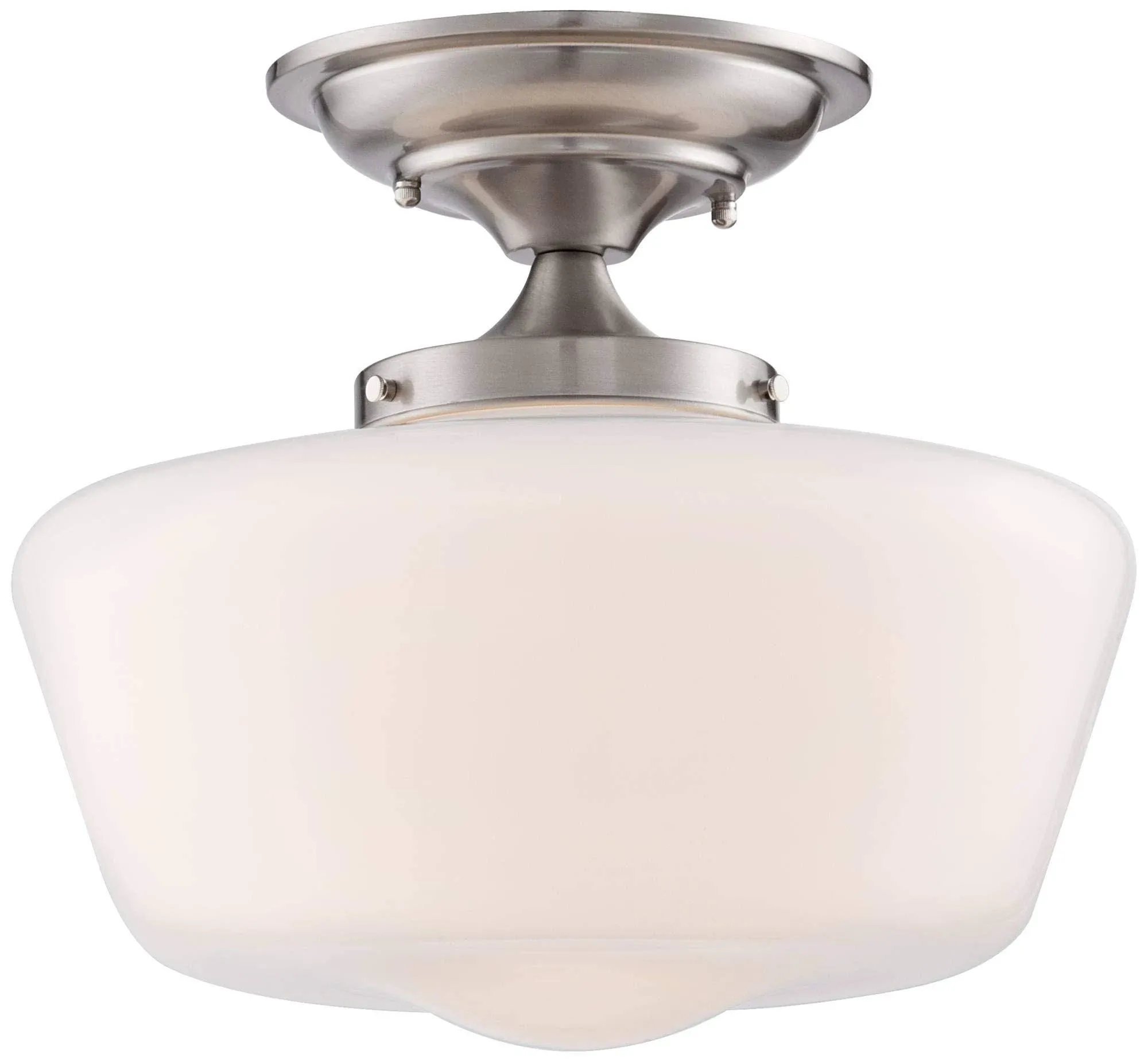 Regency Hill Schoolhouse Floating 12" Wide Nickel Opaque Ceiling Light