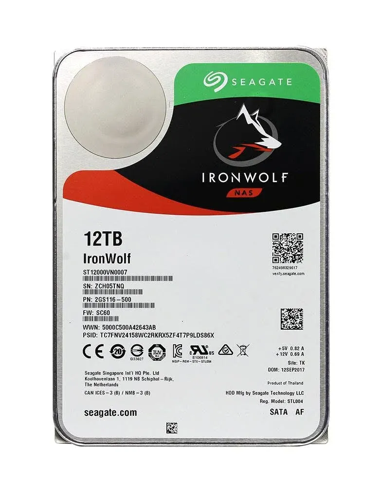 Seagate ST12000VN0007 IronWolf 12 TB 3.5" Internal Hard Drive - SATA