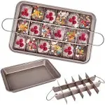 Brownie Pan with Dividers, Divided Non Stick Edge Brownie Pans with Grips Slice, Bakeware Cutter Tray Molds Square Cake Fudge Pan with Built-in Slicer