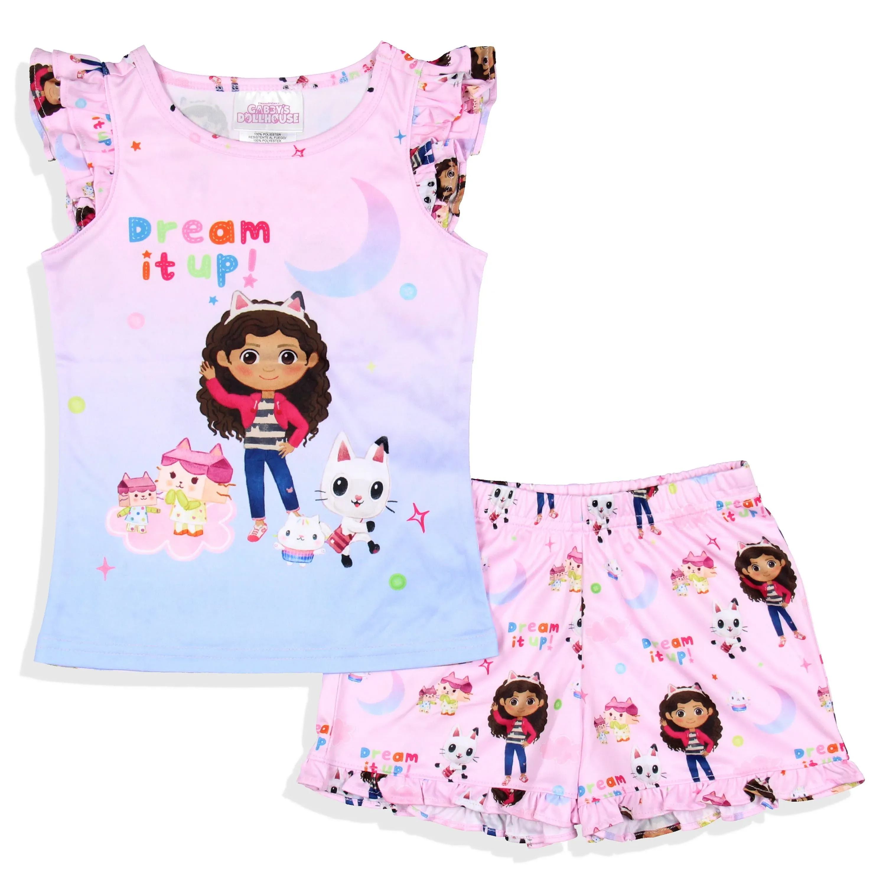 Gabby's Dollhouse Toddler Girls' Dream It Up Sleep Pajama Sleep Set Shorts (4T)