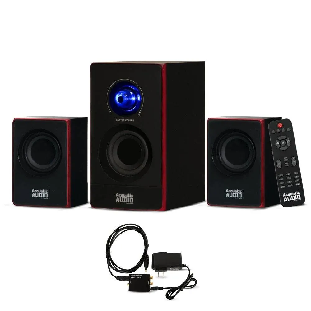 Acoustic Audio AA2103 Bluetooth Home 2.1 Speaker System with Optical Input for Multimedia