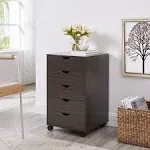 Naomi Home 5 Drawer Dresser, Tall Dressers for Bedroom, Kids Dresser with Wheels, Durable Storage Dresser, Small Dresser for Closet, Makeup Dresser