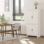 Homcom 64" 4 Door Kitchen Pantry Freestanding Storage Cabinet with 3 Adjustable Shelves for Kitchen Dining or Living Room White