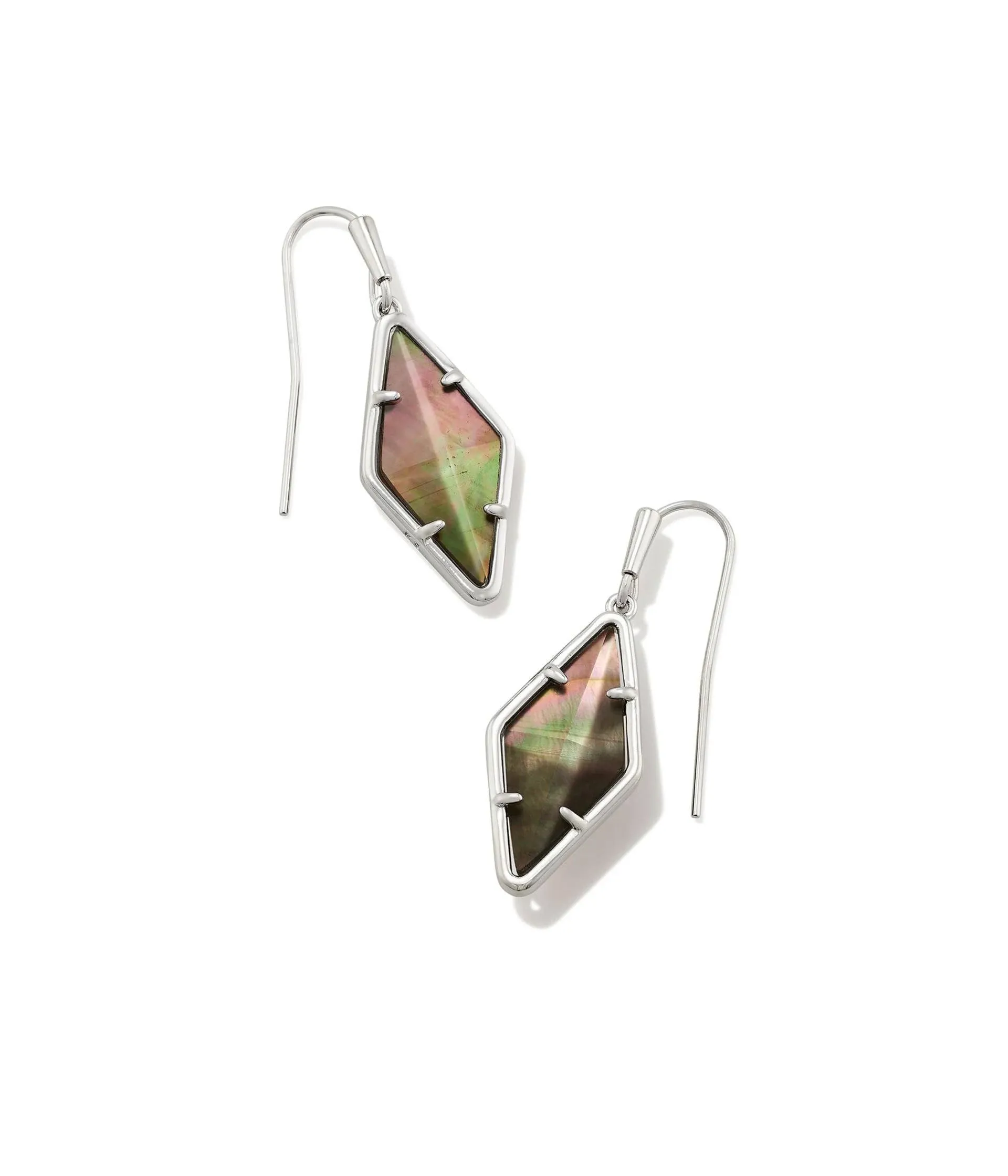 Kendra Scott-Kinsley Silver Drop Earrings in Black Mother-of-Pearl 9608862697