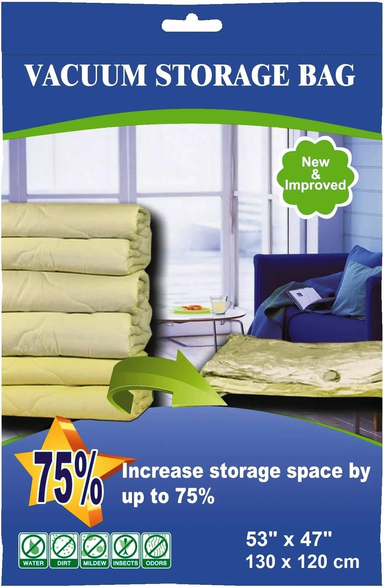 5 Pack Extra Jumbo Vacuum Storage Bags (51"x47"in)