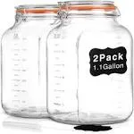 UPGRADE 2 Pack Square Super Wide Mouth Airtight Glass Storage Jars with Lids, 