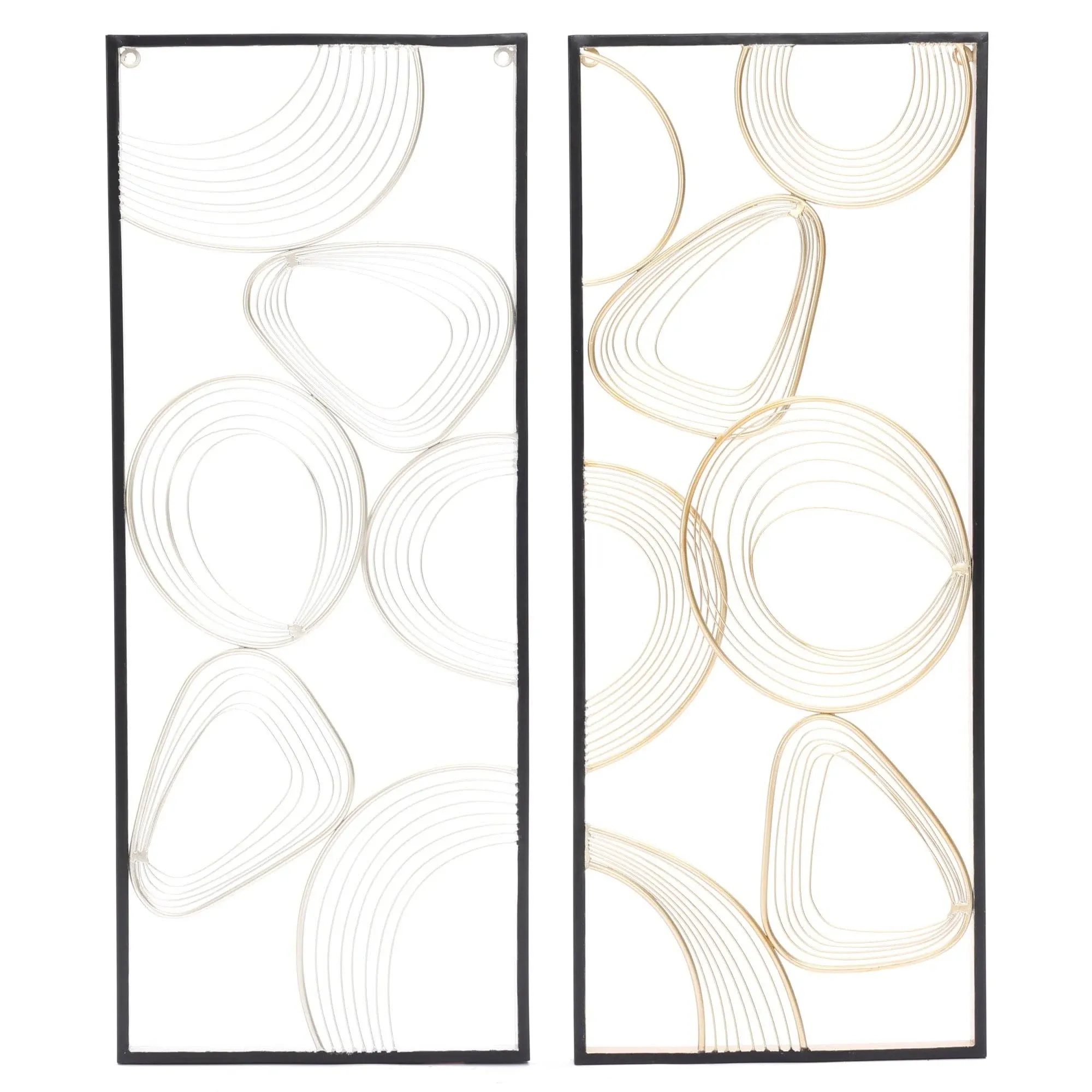 LuxenHome Gold and Silver Abstract Rectangular Metal Wall Decor (Set of 2)