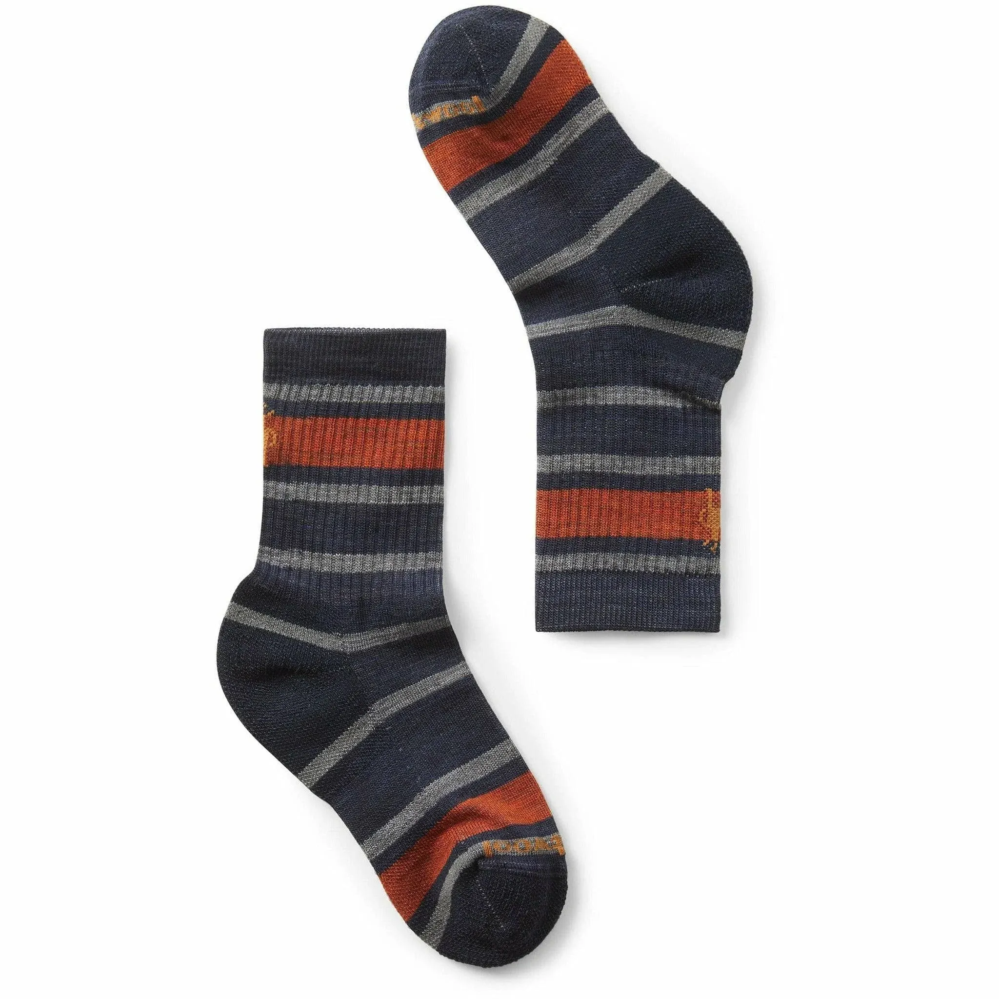 Smartwool Hike Light Cushion Striped Kid&#039;s Crew Socks, Deep Navy, Small