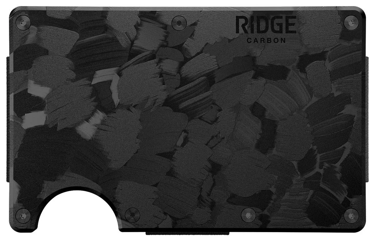 Ridge Men's Minimalist Forged Carbon RFID Blocking Wallet with Card Holder