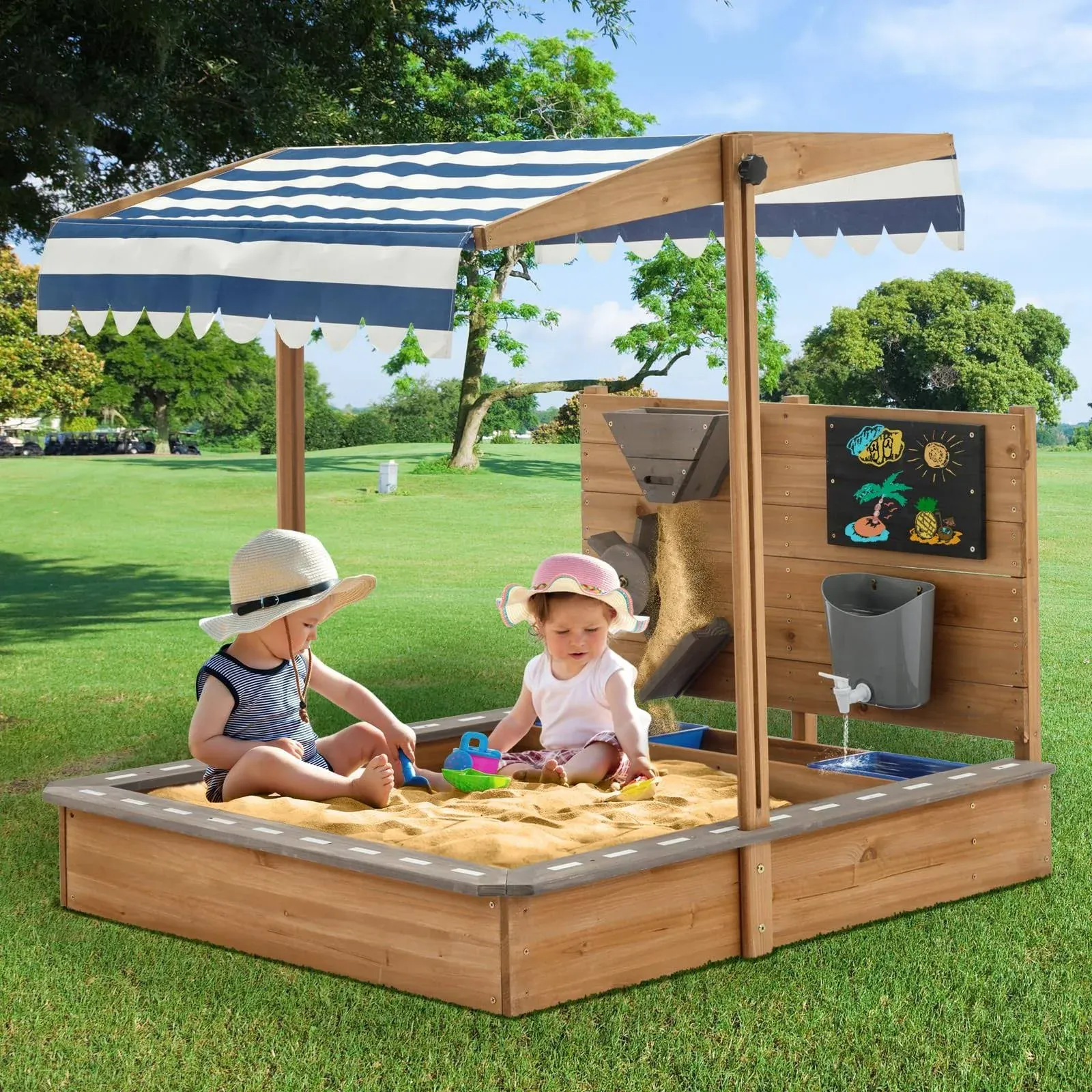 Kids Large Wooden SandBoxes with Roof