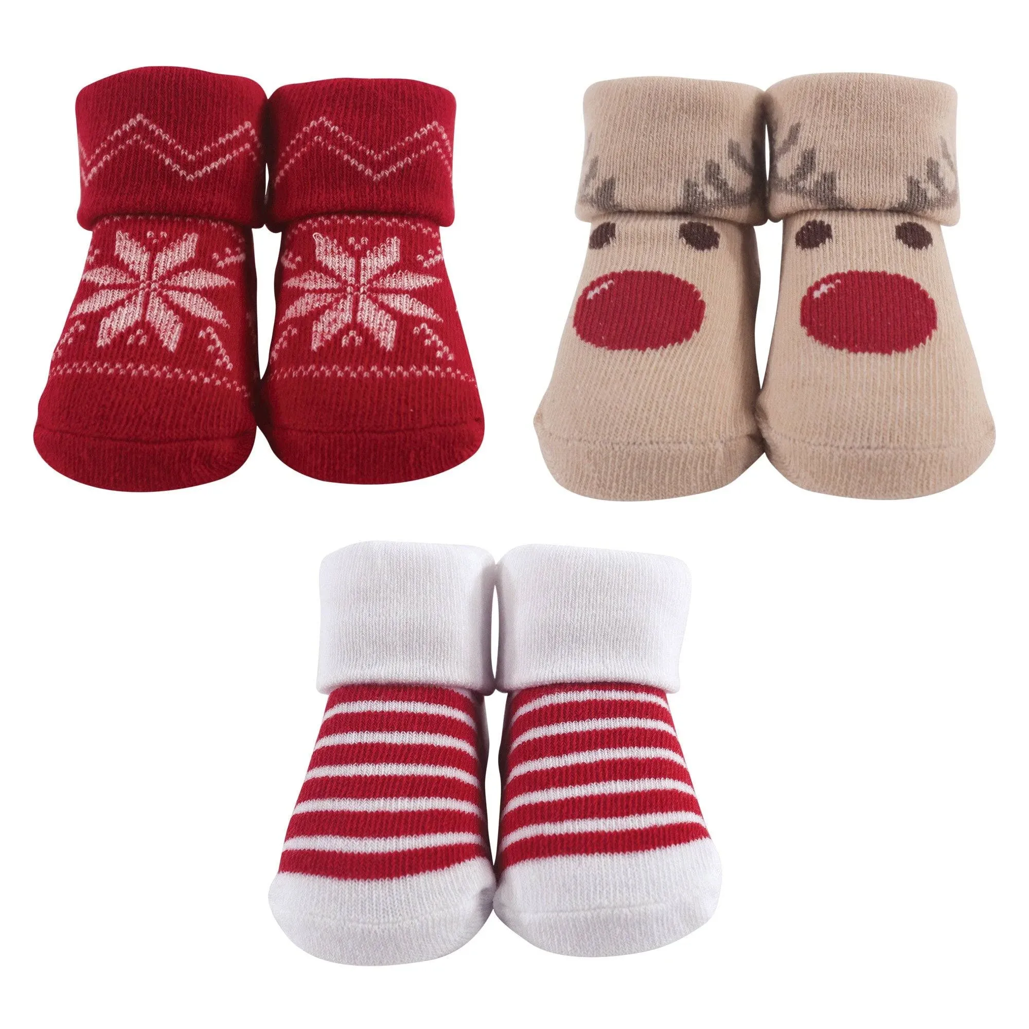 Hudson Baby Infant Unisex Socks Boxed Giftset, Reindeer, One Size