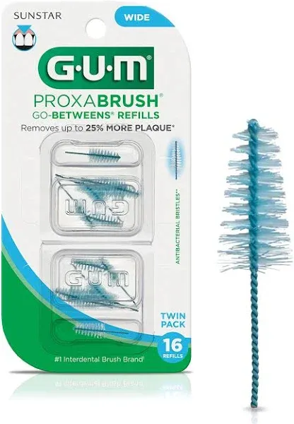 Gum Proxabrush Go-Betweens Refills - Wide - Compatible with Gum Permanent Handle, 8ct(6pk)