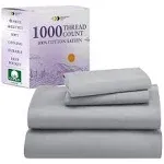 California Design den Luxury 1000 Thread Count Sheets Queen Size Set - 100% Cotton Sateen - Soft, Thick & Deep Pocket - Light Grey