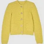 Ba&Sh Gaspard Crewneck Cardigan Sweater - Yellow