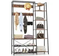 Hall Tree with Shoe Bench, 5-in-1 Freestanding Coat Rack with 9 Hooks, 5-Tier