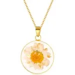 | April Birth Flower Daisy Necklace | Gold Pressed Natural Daisy Necklace