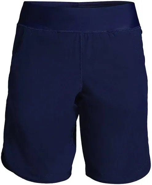 Lands' End Women's 9" Quick Dry Elastic Waist Modest Board Shorts Swim Cover-up Shorts with Panty