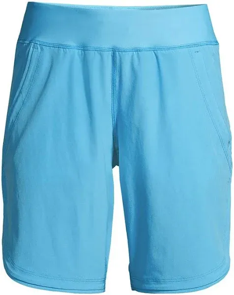 Lands' End Women's 9" Quick Dry Elastic Waist Modest Board Shorts Swim Cover-up Shorts with Panty