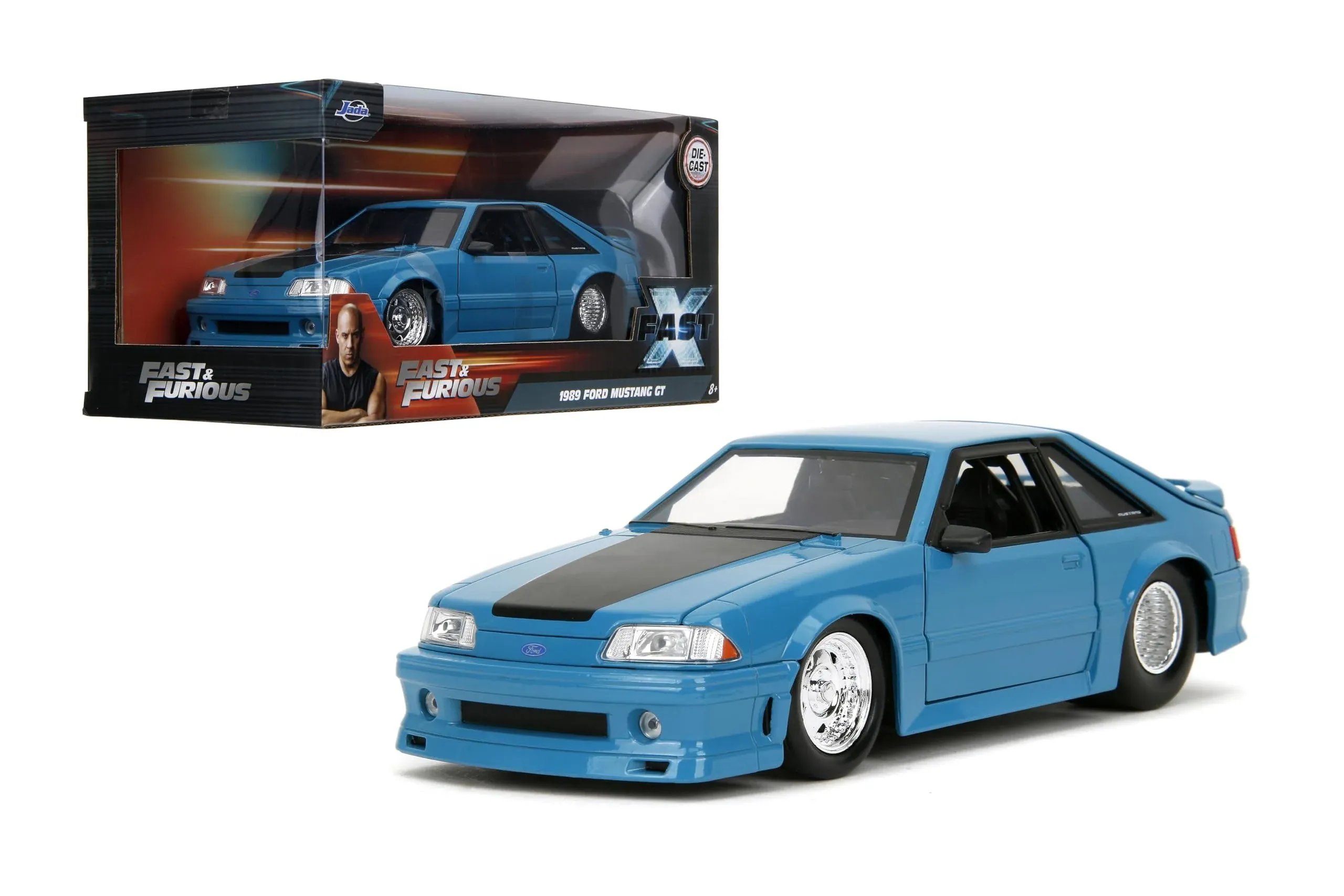 Fast & Furious 1:24 1989 Ford Mustang GT Die-Cast Car, Toys for Kids and Adults