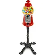 Candery Gumball Bubble Machine - Red Metal with Glass Bowl - Easy Refill