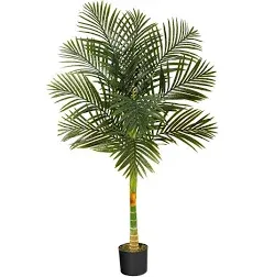 Artificial Golden Cane Palm Tree Realistic Nearly Natural 5’ Home Garden Decor