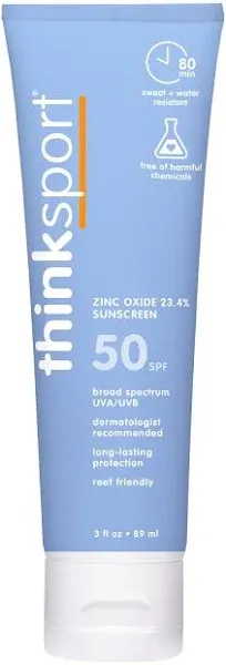 Thinksport SPF 50+ Mineral Sunscreen ? Safe, Natural Sunblock for Sports &amp; Activ