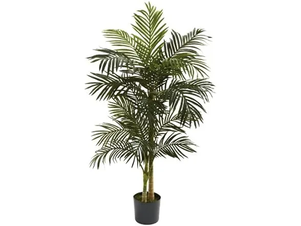 Nearly Natural Golden Cane Palm Tree in Pot, 5'