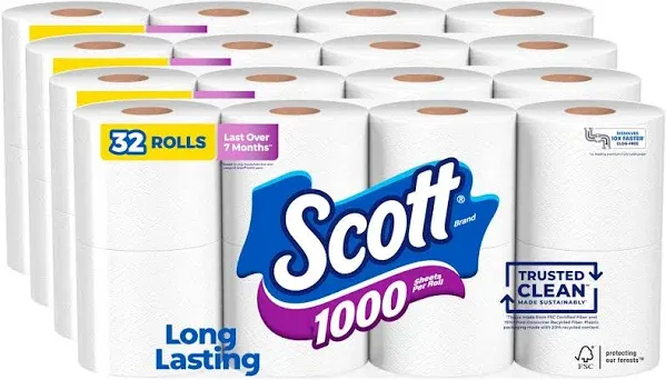 Scott 1000 Sheets Per Roll Toilet Paper, Bath Tissue - 1 ct