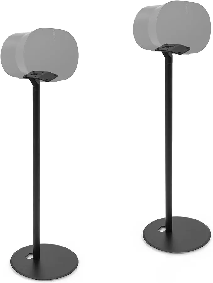 Speaker Stands Compatible with SONOS Era 300 and Era 100, Fixed Height Floor Stand with Cable Management, Wooden Speaker Mount, Black & Walnut, 2 Pack (Pair)