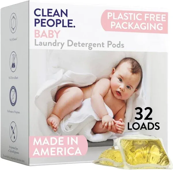 The Clean People Laundry Detergent Pods - Hypoallergenic, Plant-Based, Stain Fighting - 96 Pack