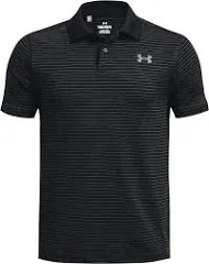 Under Armour Shirt Mens Large Black Stripe Performance Polo Short Sleeve Golf