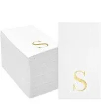 Sparkle and Bash 100 Pack Gold Foil Initial Letter S Monogram Paper Napkins