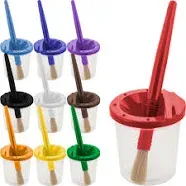 U.S. Art Supply Children's No Spill Paint Cups with Colored Lids and Large Round