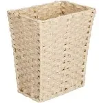 mDesign Woven Rectangle Decorative Garbage Wastebasket Trash Bin - Taupe