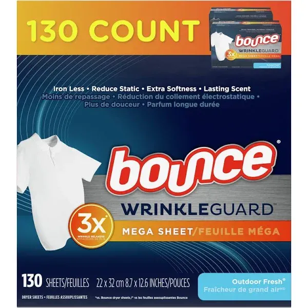 Bounce WrinkleGuard Mega Dryer Sheets