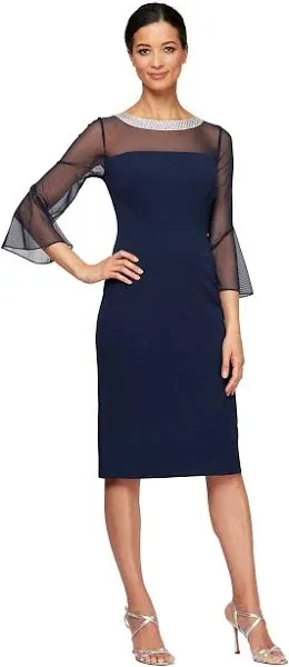 Alex Evenings Women's Embellished Illusion Sheath Dress