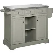 Rolling Kitchen Island with Stainless Steel Top