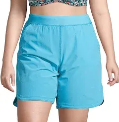 Plus Size Lands' End 9" Quick Dry Swim Board Shorts With Panty