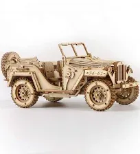 ROKR 3D Wooden DIY Model 1:18 Puzzle Mechanical Gear Army Field Car Xmas Gifts