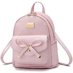 I IHAYNER Girls Bowknot Cute Leather Backpack Mini Backpack Purse for Women