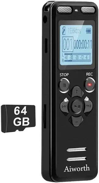 16GB Digital Voice Activated Recorder for Lectures - 2019 Aiworth 1160 Hours