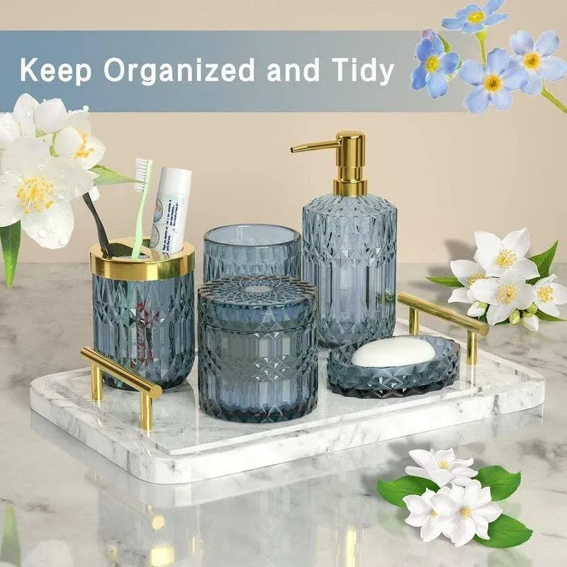 Blue Bathroom Accessory Set