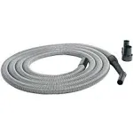 Cen-Tec Systems 20 ft. Premium Shop Vacuum Extension Hose with 2 Tank Adapters and 1.25" Curved End, Silver