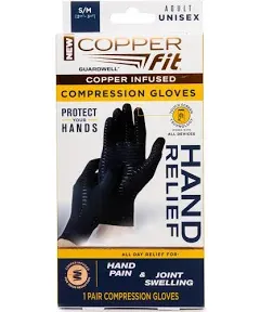 Copper Fit Compression Gloves, Copper Infused, L/XL, Unisex